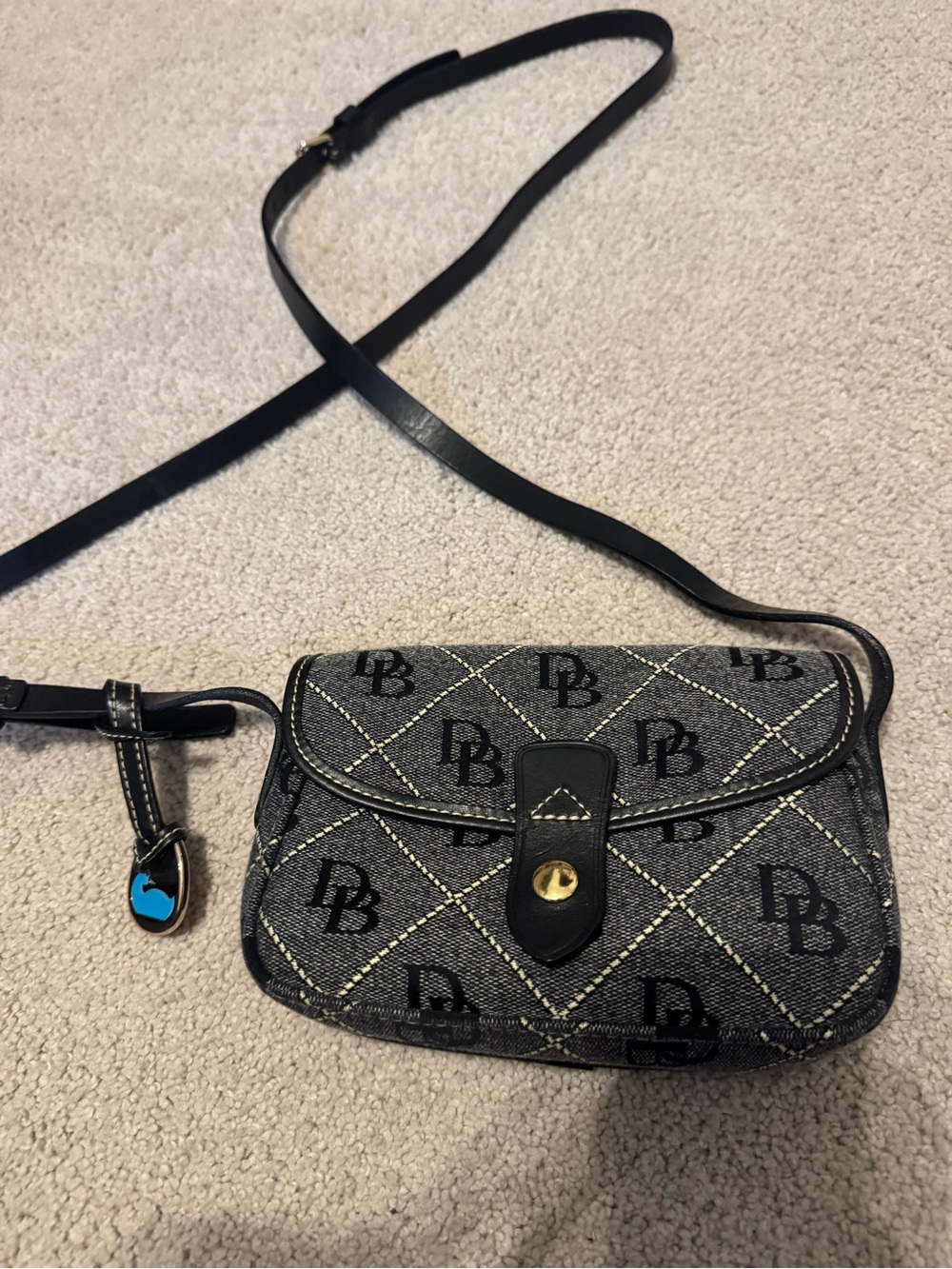Dooney & Bourke Black Quilted DB Monogram Crossbody